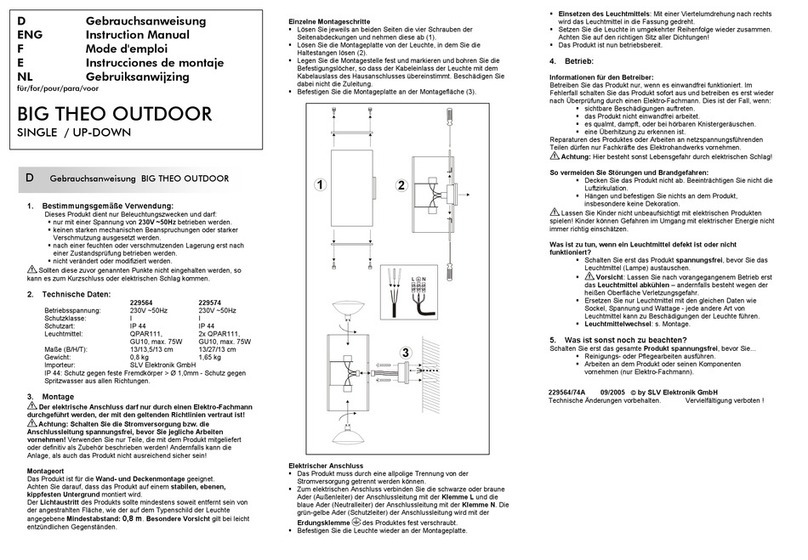 SLV Elektronik BIG THEO OUTDOOR SINGLE instruction manual