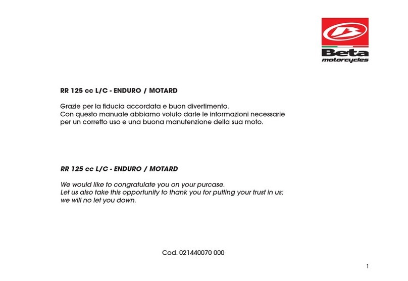 Beta Motorcycles RR 125 cc L/C Enduro 2017 owner's manual Beta Motorcycles RR 125 cc L/C Enduro 2017 owner's manual