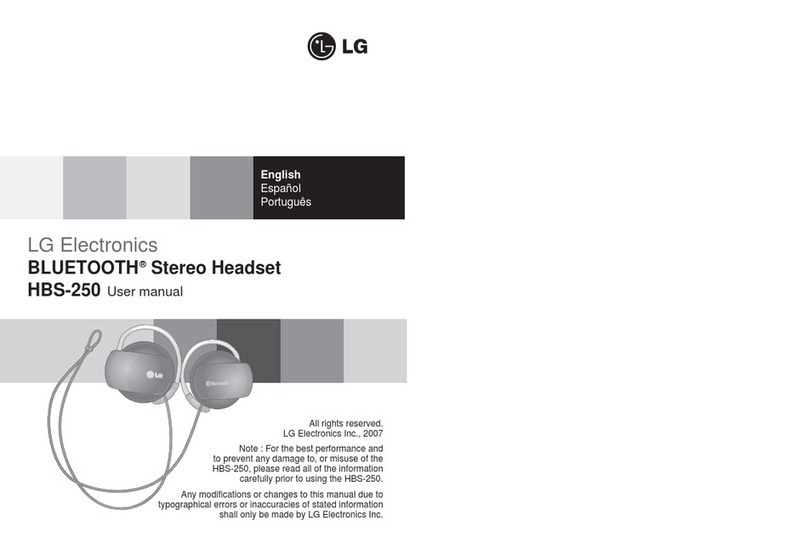 LG BLUETOOTH HBS-250 user manual