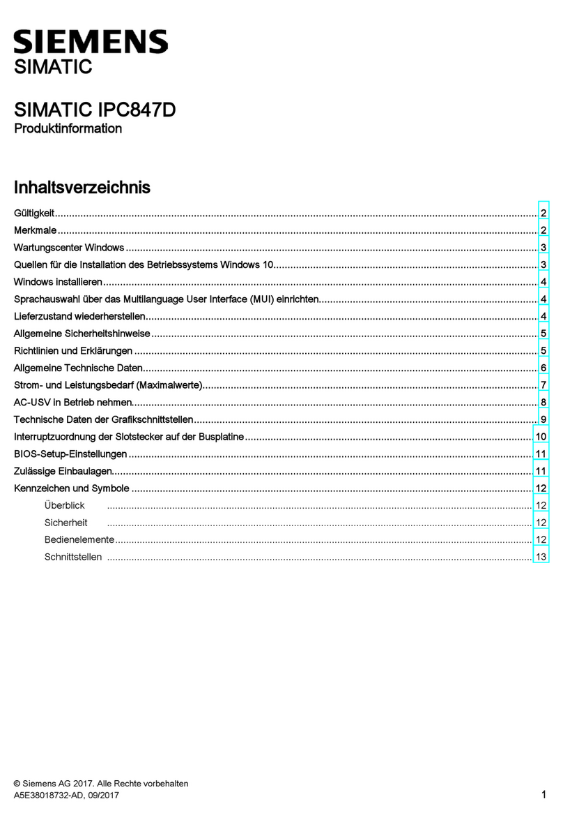 Siemens SIMATIC IPC847D Product information Siemens SIMATIC IPC847D Product information