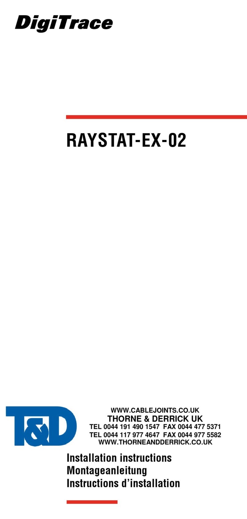 DigiTrace RAYSTAT-EX-02 User manual