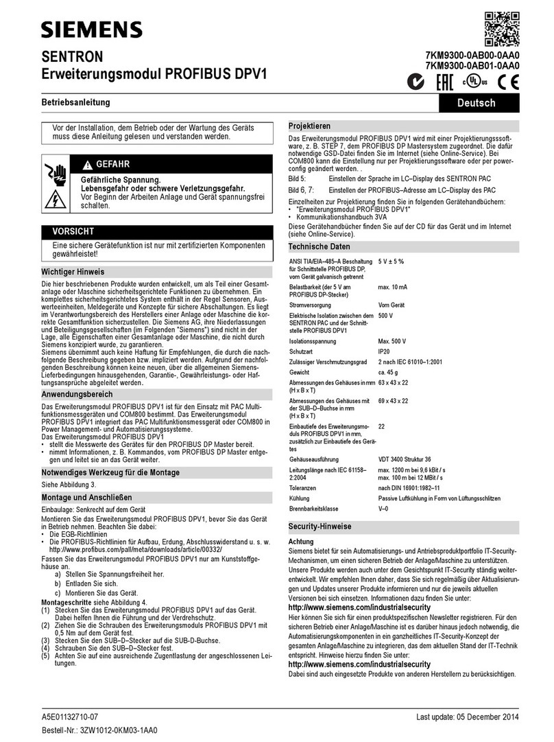 Siemens SENTRON PROFIBUS DPV1 Series User manual