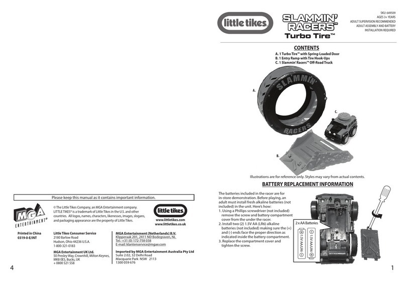 Little Tikes SLAMMIN’ RACERS Turbo Tire BATTERY REPLACEMENT INFORMATION Little Tikes SLAMMIN’ RACERS Turbo Tire BATTERY REPLACEMENT INFORMATION