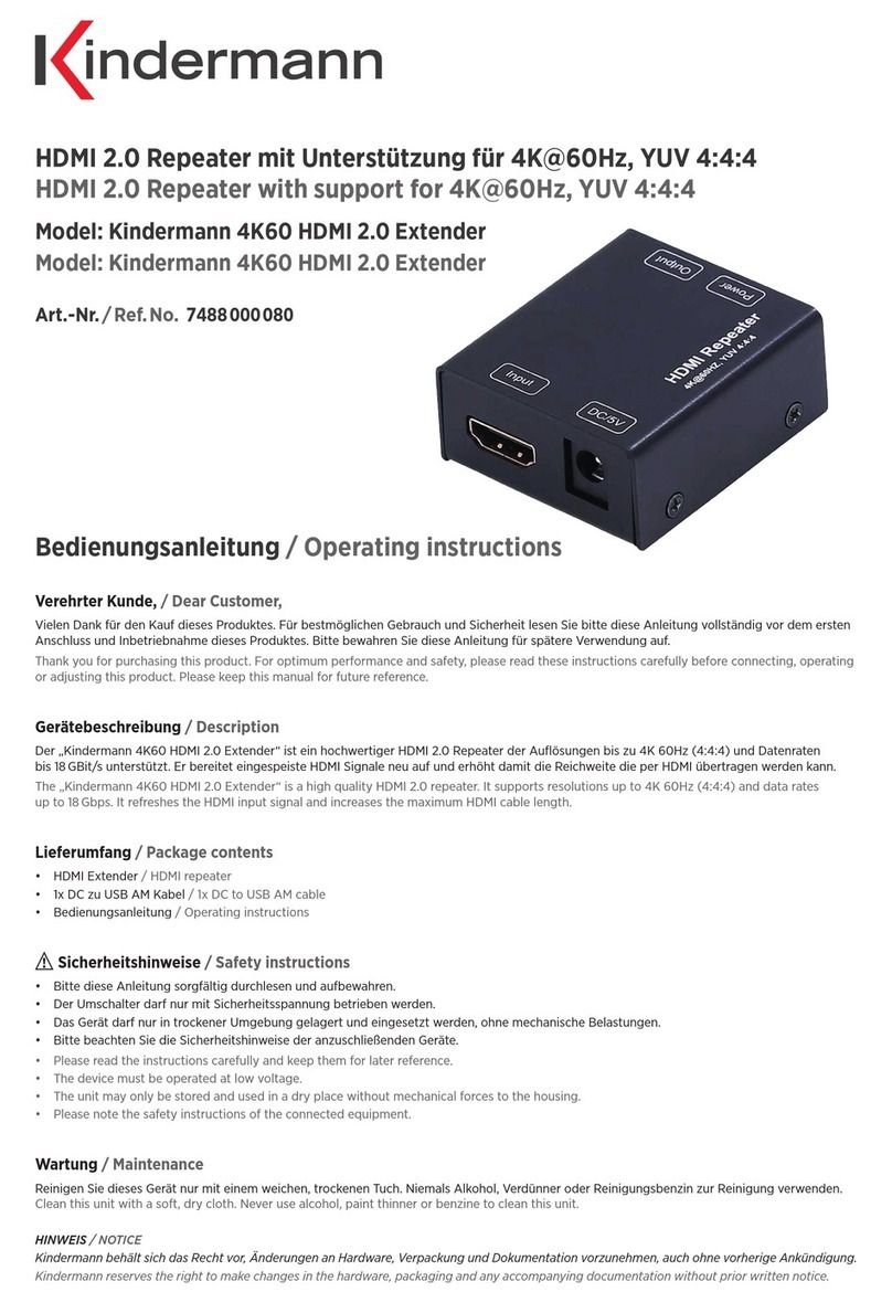 Kindermann 4K60 HDMI 2.0 Extender operating instructions