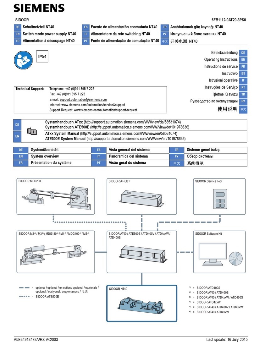 Siemens SIDOOR ATD400S operating instructions