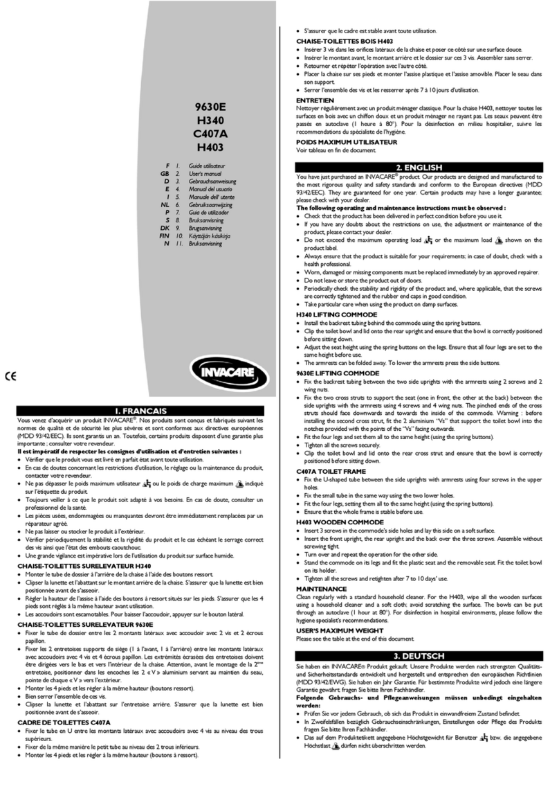 Invacare 9630E Styxo User manual Invacare 9630E Styxo User manual