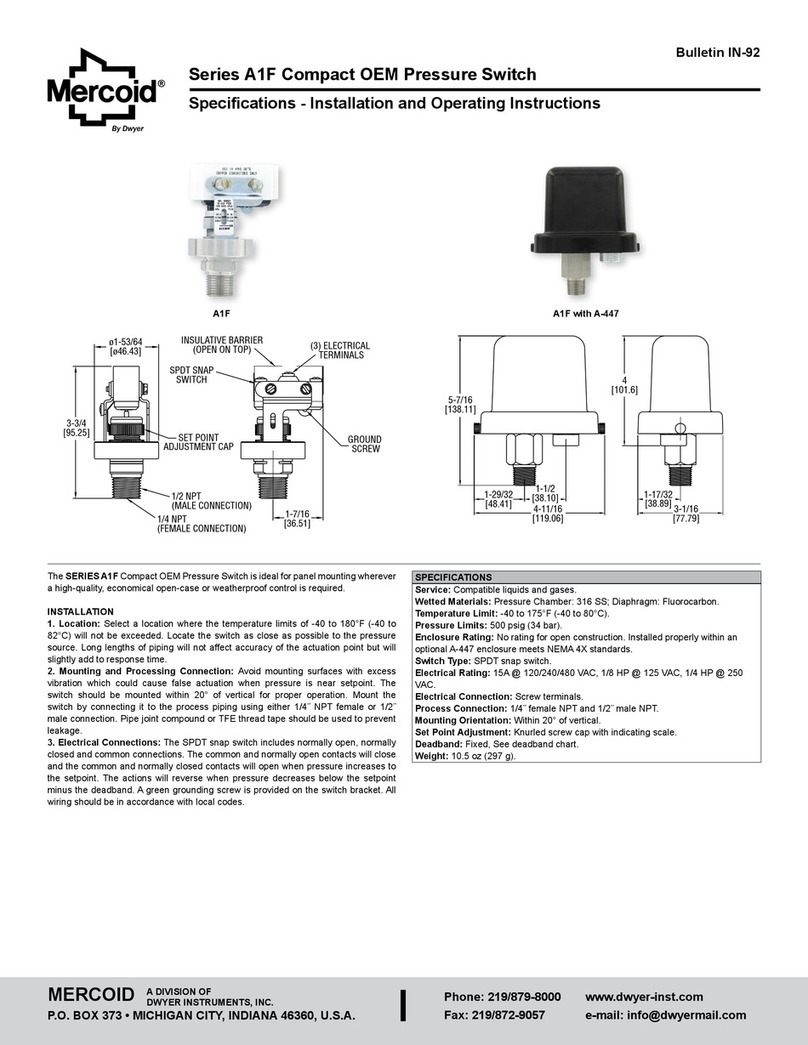 Mercoid A1F Series Specifications-installation and operating instructions