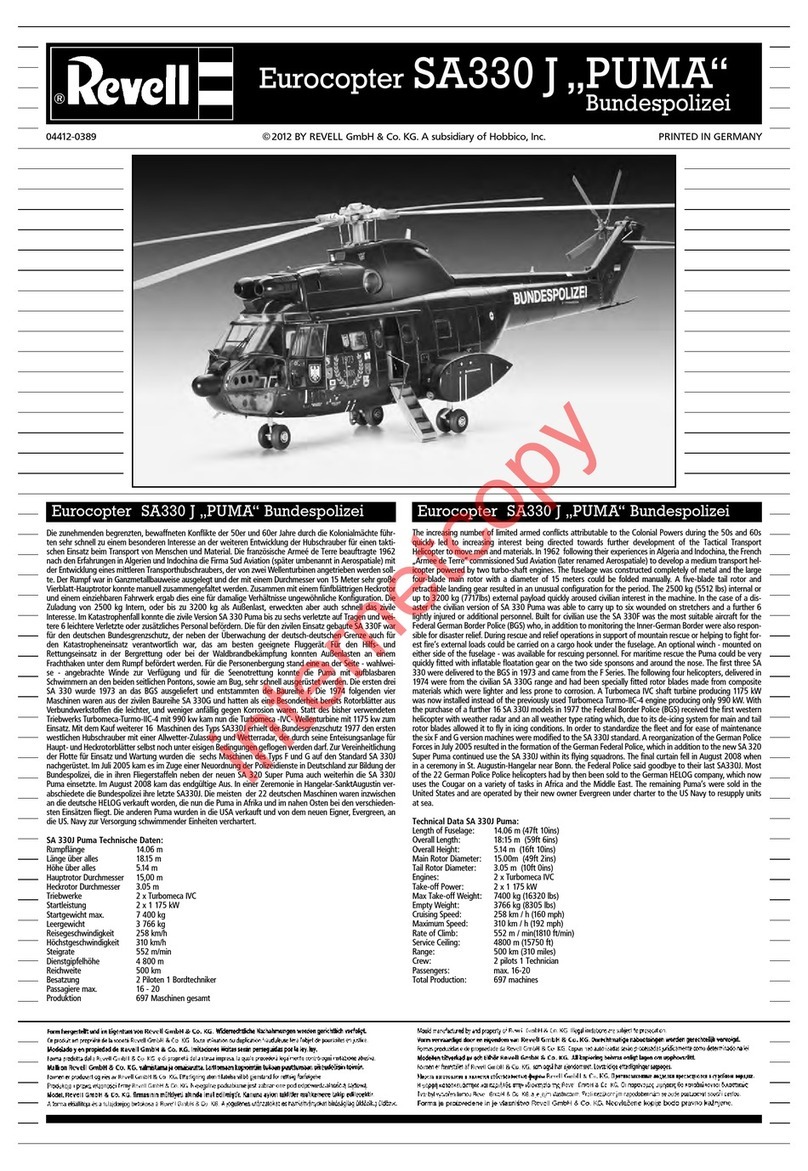 REVELL Eurocopter SA330J PUMA Bundespolizei Assembly manual REVELL Eurocopter SA330J PUMA Bundespolizei Assembly manual