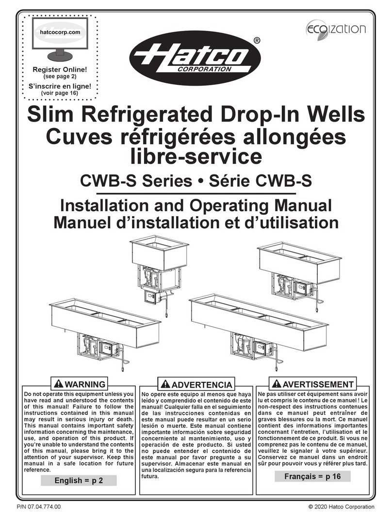Hatco CWB-S1 Installation and operating manual