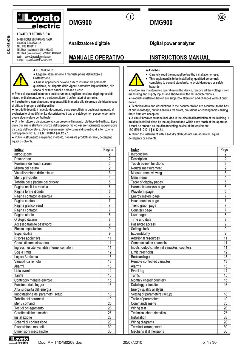 Lovato DMG900 instruction manual