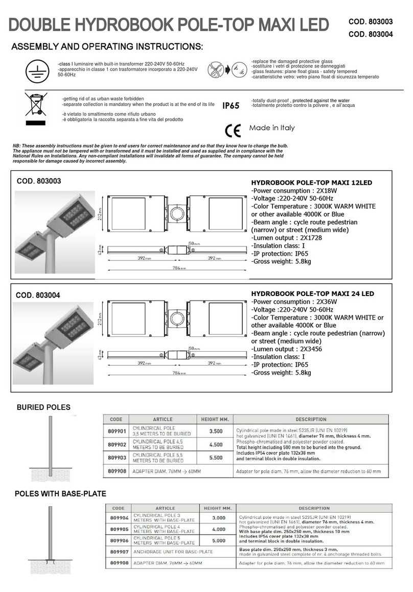 PUK HYDROBOOK POLE-TOP MAXI 12 LED Assembly and operating instructions