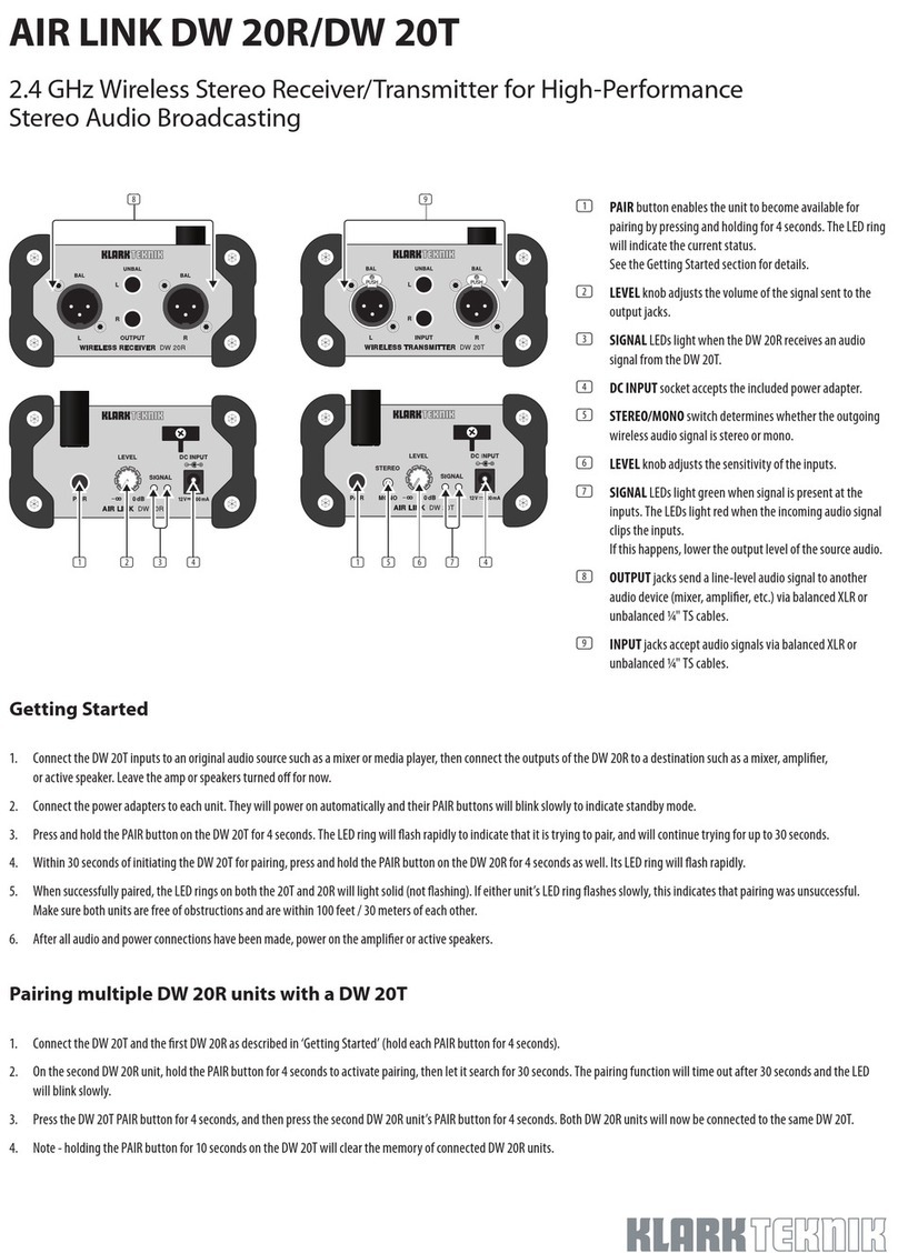 Klark Teknik AIR LINK DW 20R quick start guide