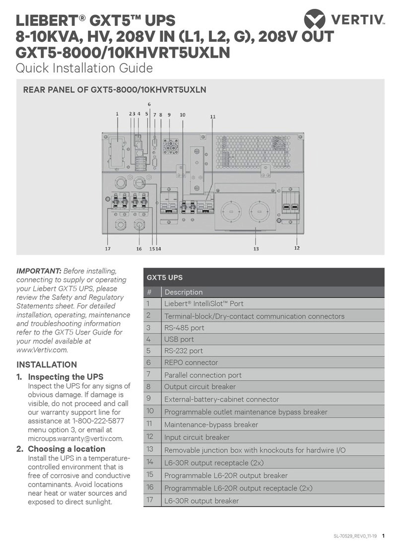 Vertiv Liebert GXT5-8000HVRT5UXLN Quick installation guide