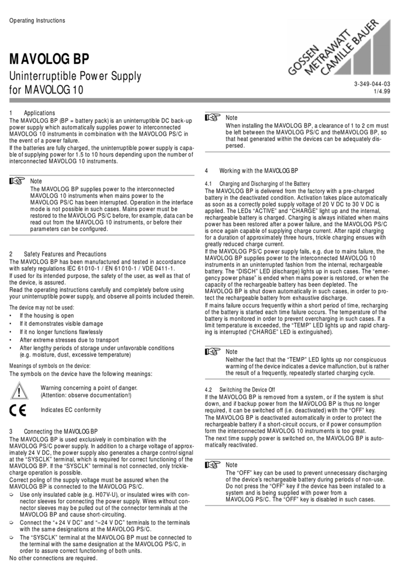 Gossen MetraWatt MAVOLOG BP operating instructions