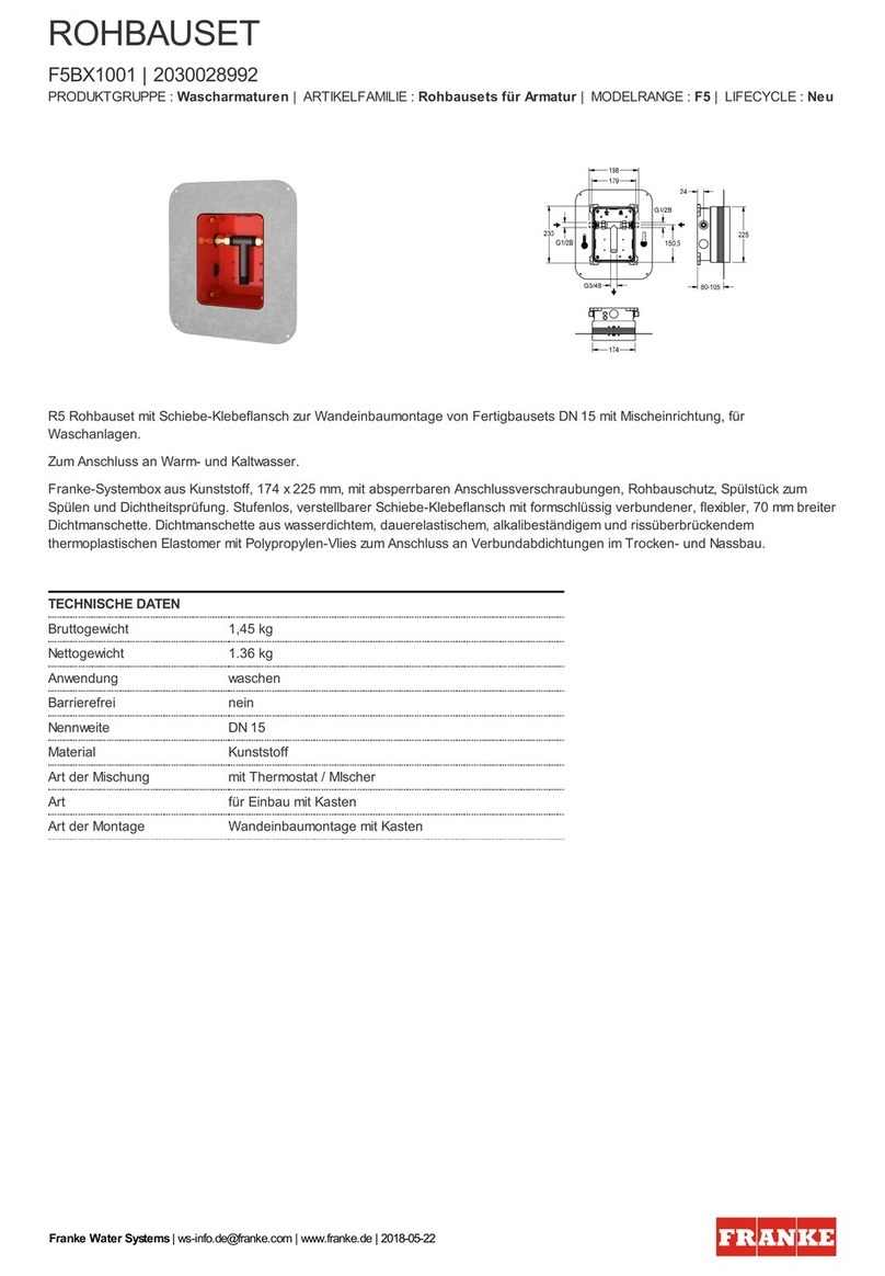 Franke F5BX1001 Installation and operating instructions