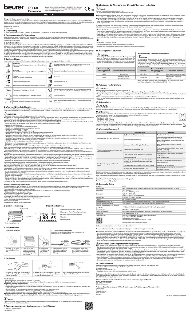 Beurer PO 60 quick start guide