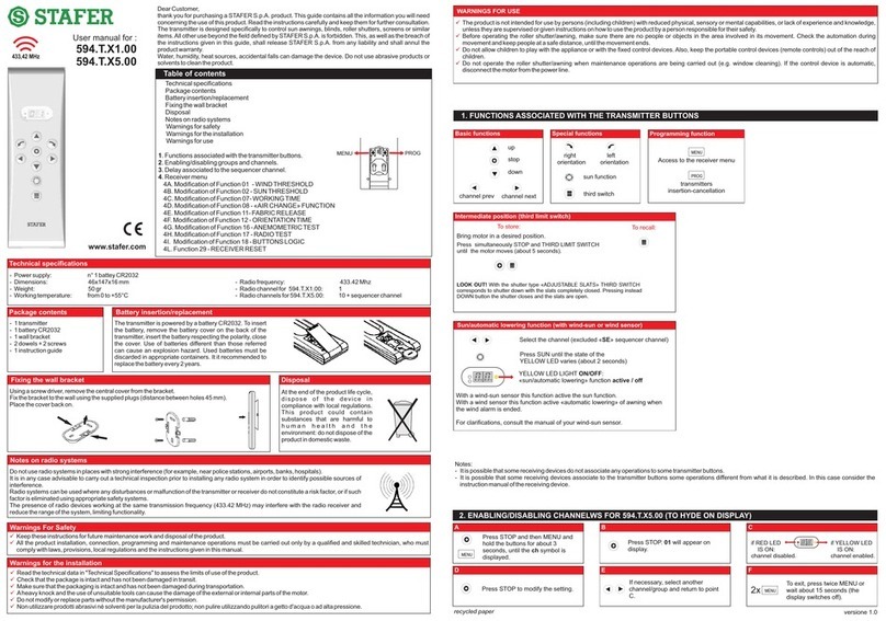 Stafer 594.T.X5.00 user manual