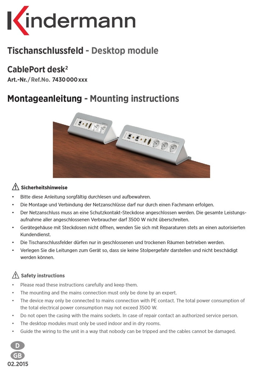 Kindermann CablePort desk2 Mounting instructions Kindermann CablePort desk2 Mounting instructions