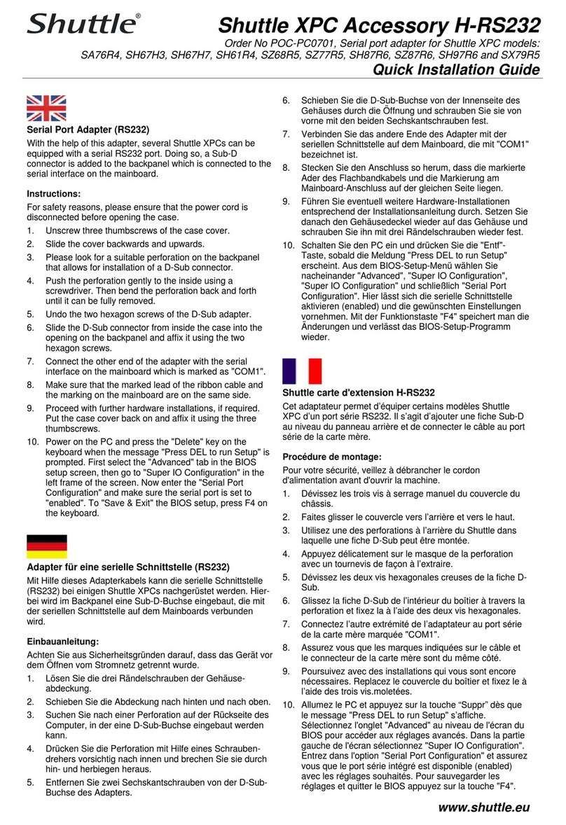 Shuttle XPC User manual