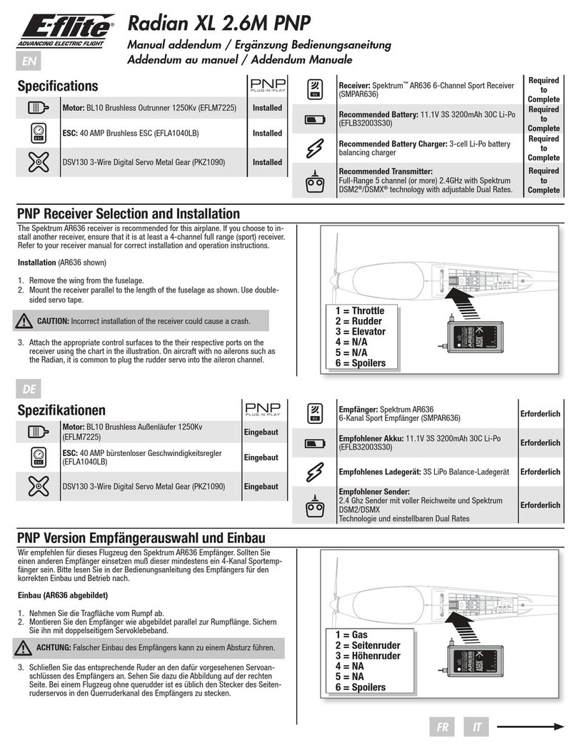 E-FLITE Radian XL 2.6M PNP Installation and operating instructions