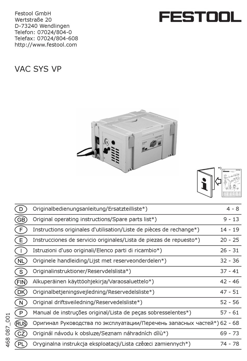 Festool VAC SYS VP Original operating instructions/Spare parts list Festool VAC SYS VP Original operating instructions/Spare parts list