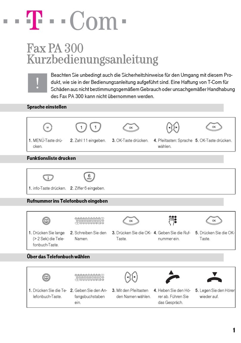 T-COM Fax PA 300 Quick reference guide