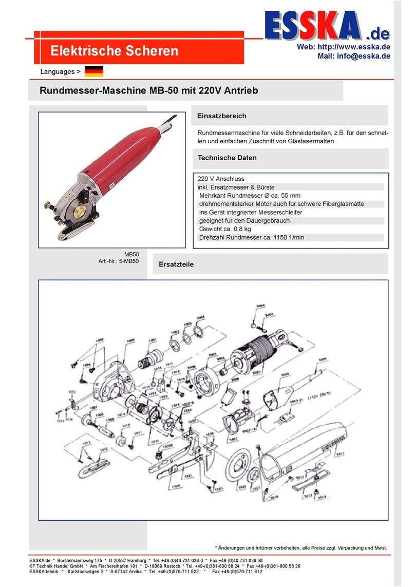 Esska MB 50 Operating Instructions, Maintance & Safety