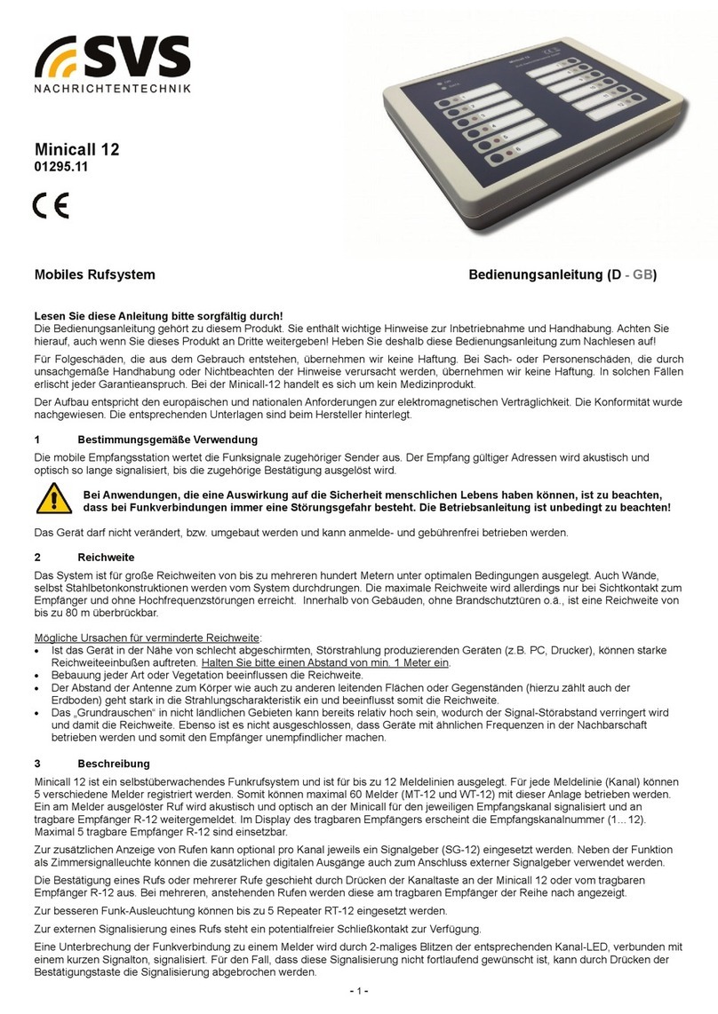 SVS Minicall 12 operating instructions