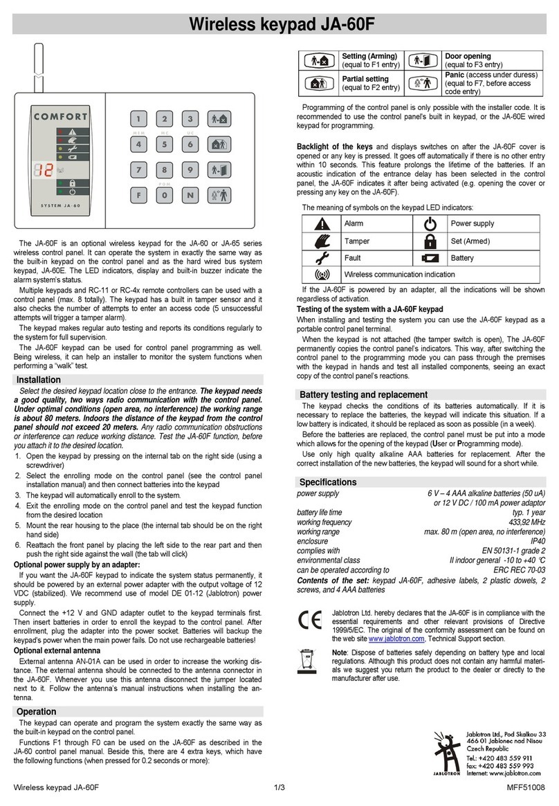 jablotron JA-60F User manual