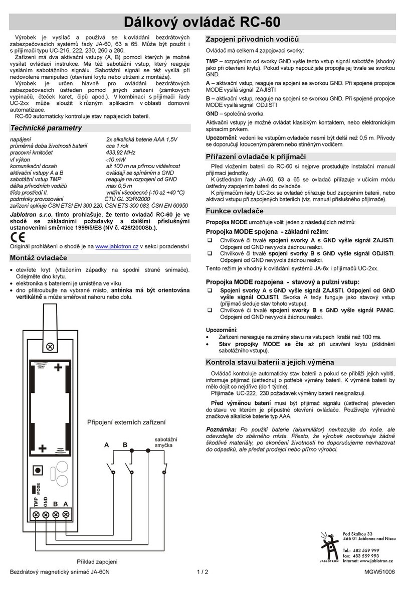 jablotron RC-60 User manual