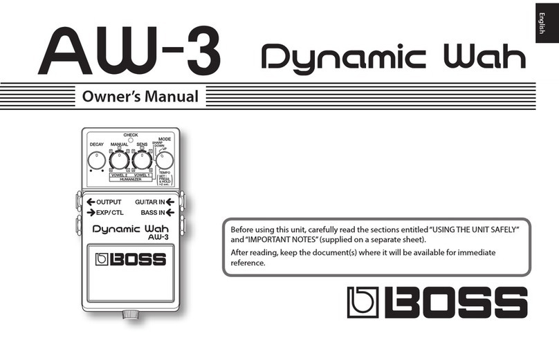 BOSSCO AW-3 Dynamic Wah owner's manual