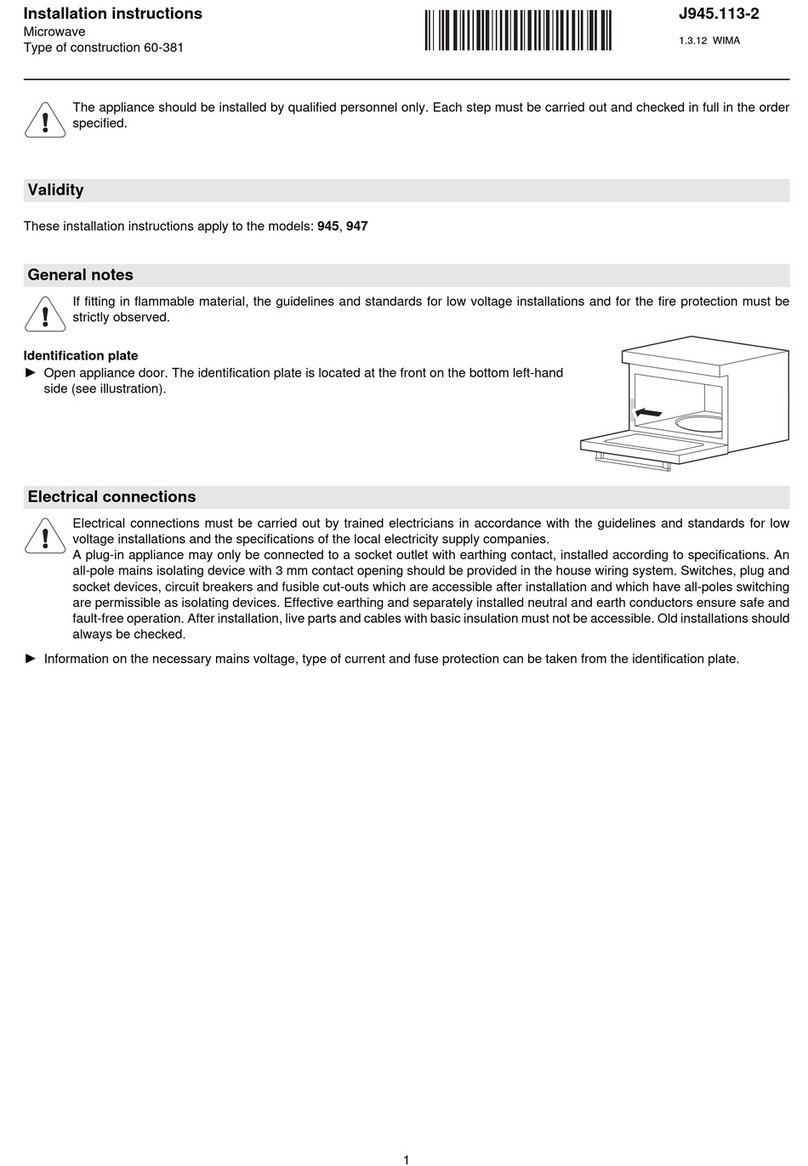V-ZUG 945 User manual V-ZUG 945 User manual