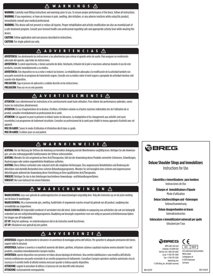 Breg Deluxe Shoulder Slings and Immobilizers Instructions for use