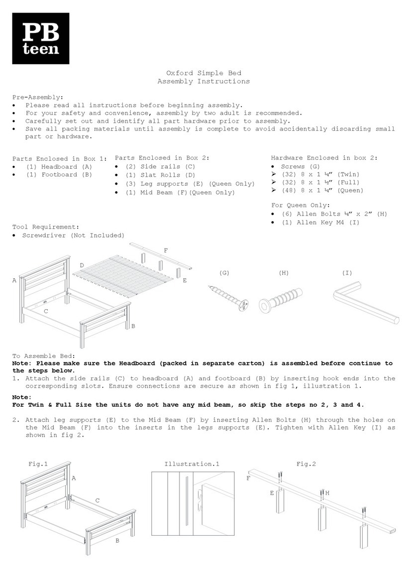 PB TEEN Oxford Simple Bed Assembly instructions