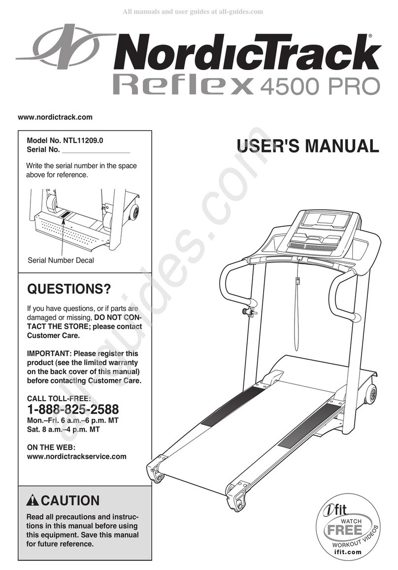 NordicTrack Reflex 4500 Pro Treadmill User manual