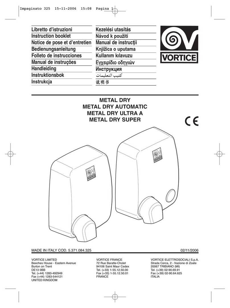 Vortice METAL DRY AUTOMATIC User manual Vortice METAL DRY AUTOMATIC User manual