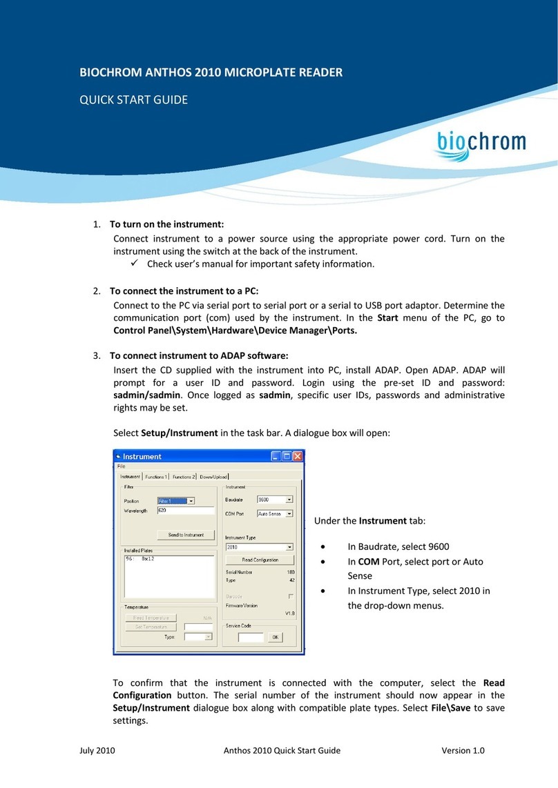 biochrom Anthos 2010 quick start guide