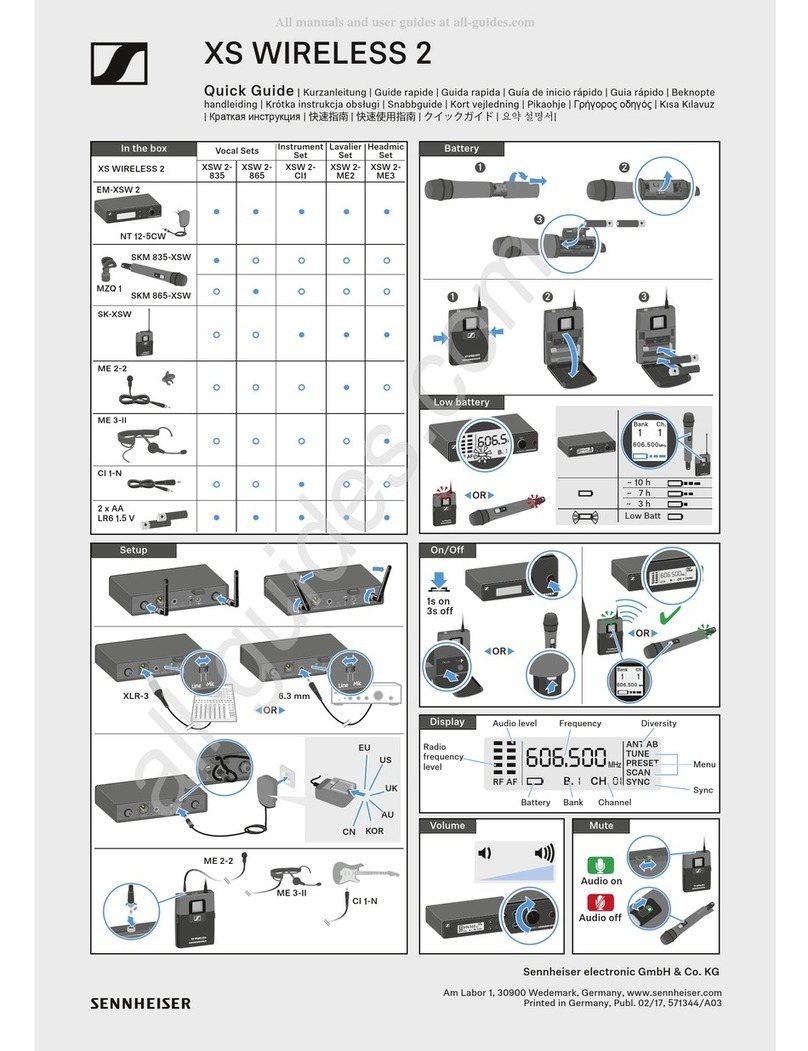 Sennheiser XS WIRELESS 2 User manual Sennheiser XS WIRELESS 2 User manual