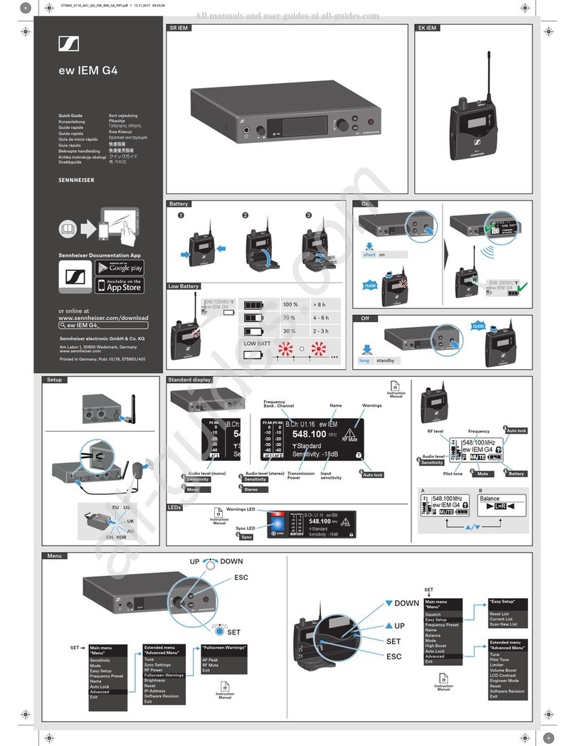 Sennheiser ew IEM G4 User manual Sennheiser ew IEM G4 User manual