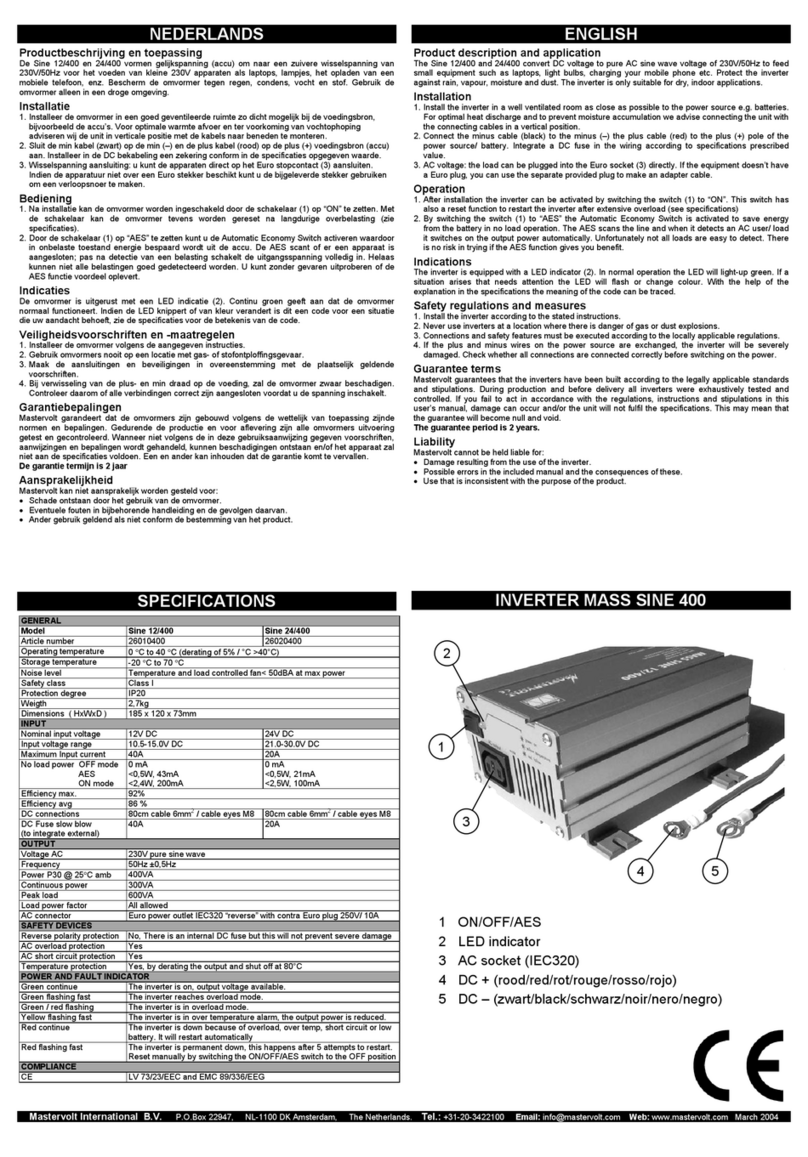 Mastervolt MASS SINE 400 Series User manual