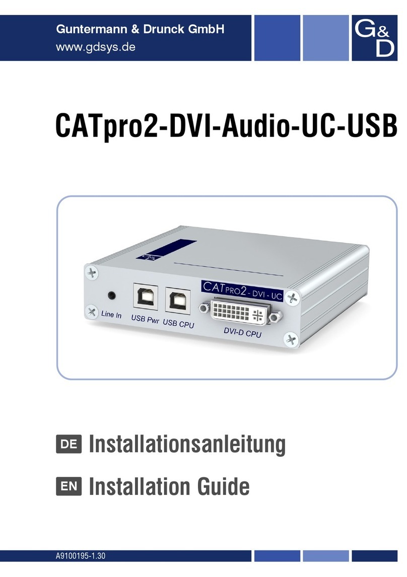 Guntermann & Drunck CATpro2-DVI-Audio-UC-USB installation guide Guntermann & Drunck CATpro2-DVI-Audio-UC-USB installation guide