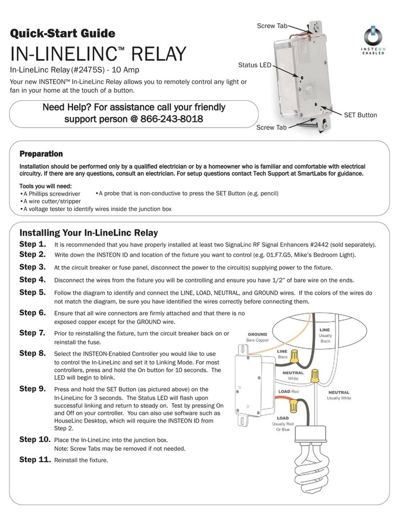 INSTEON In-LineLinc 2475S quick start guide