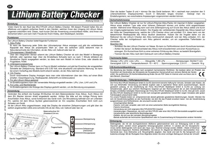 Multiplex Lithium Battery Checker quick start guide
