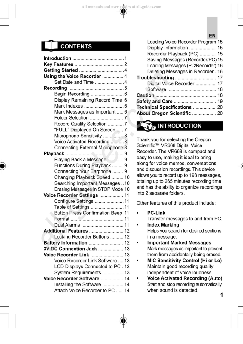 Oregon Scientific VR668 Operation user's manual