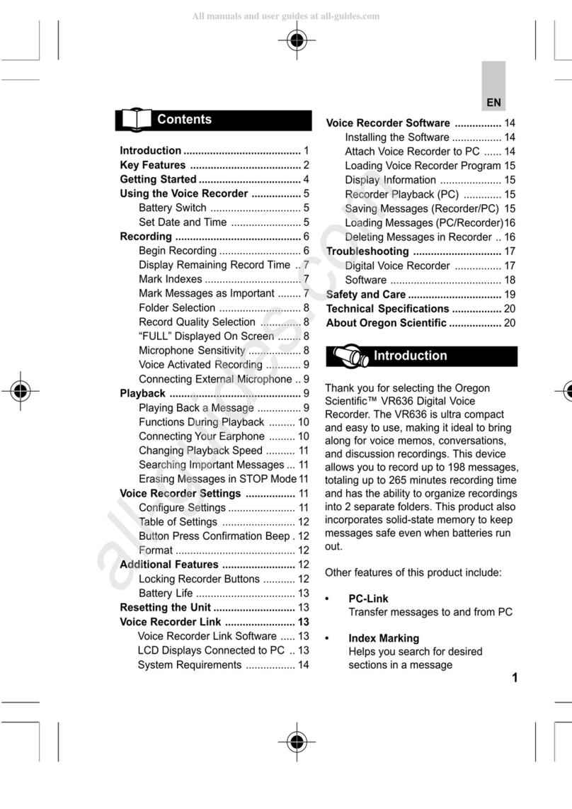 Oregon Scientific VR636 User manual Oregon Scientific VR636 User manual