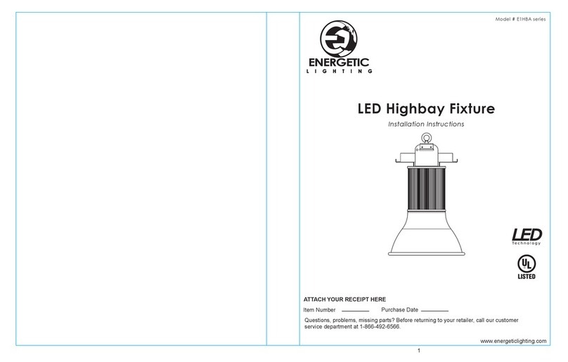 Energetic Lighting E1HBA Series installation instructions