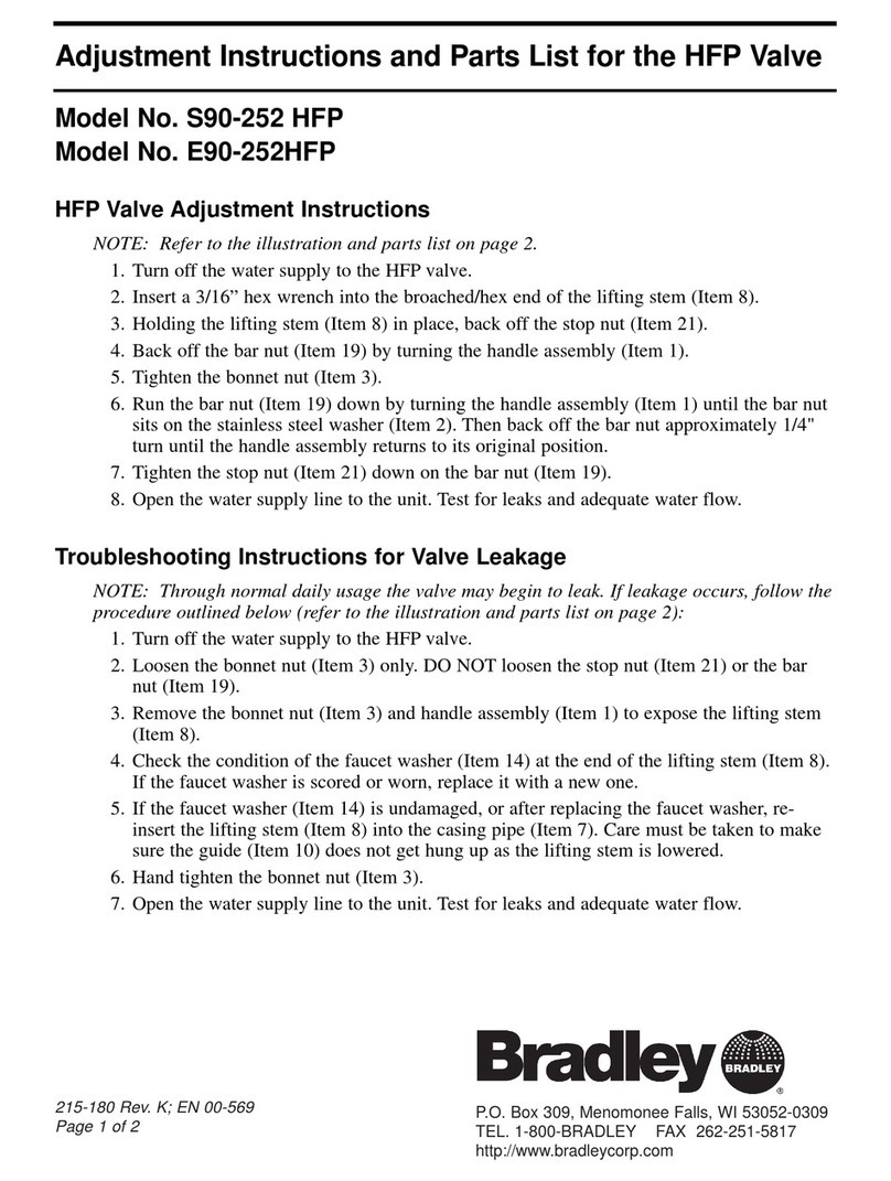 Bradley E90-252 HFP Adjustment Instructions and Parts List