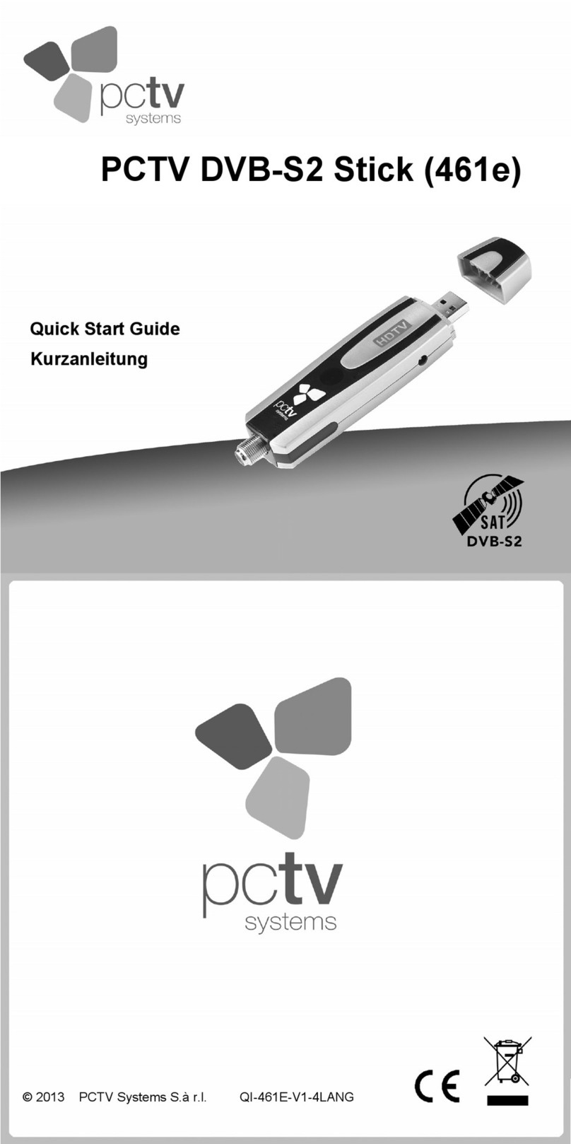 PCTV Systems PCTV DVB-S2 Stick (461e) User manual