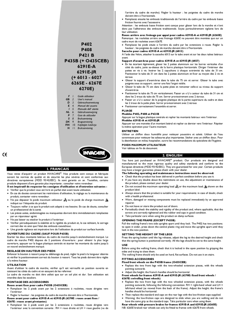 Invacare P402 Aventia user manual