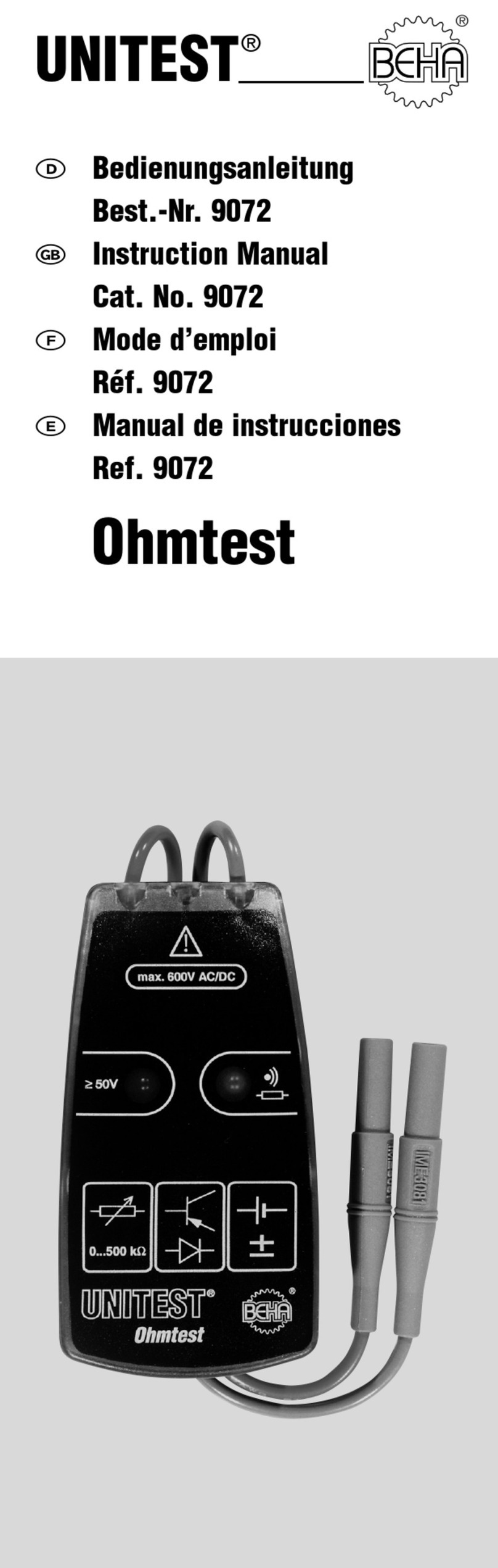 BEHA UNITEST Ohmtest 9072 instruction manual